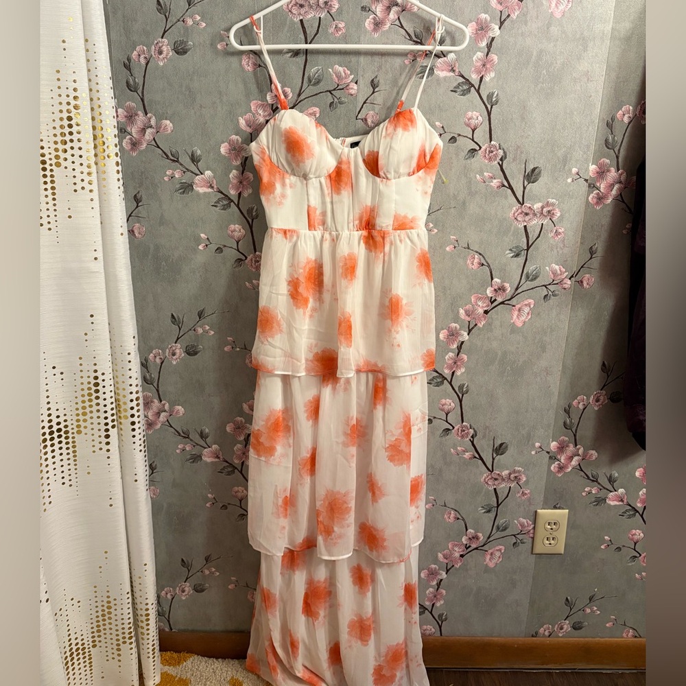 Crystal Doll White and Coral Dress